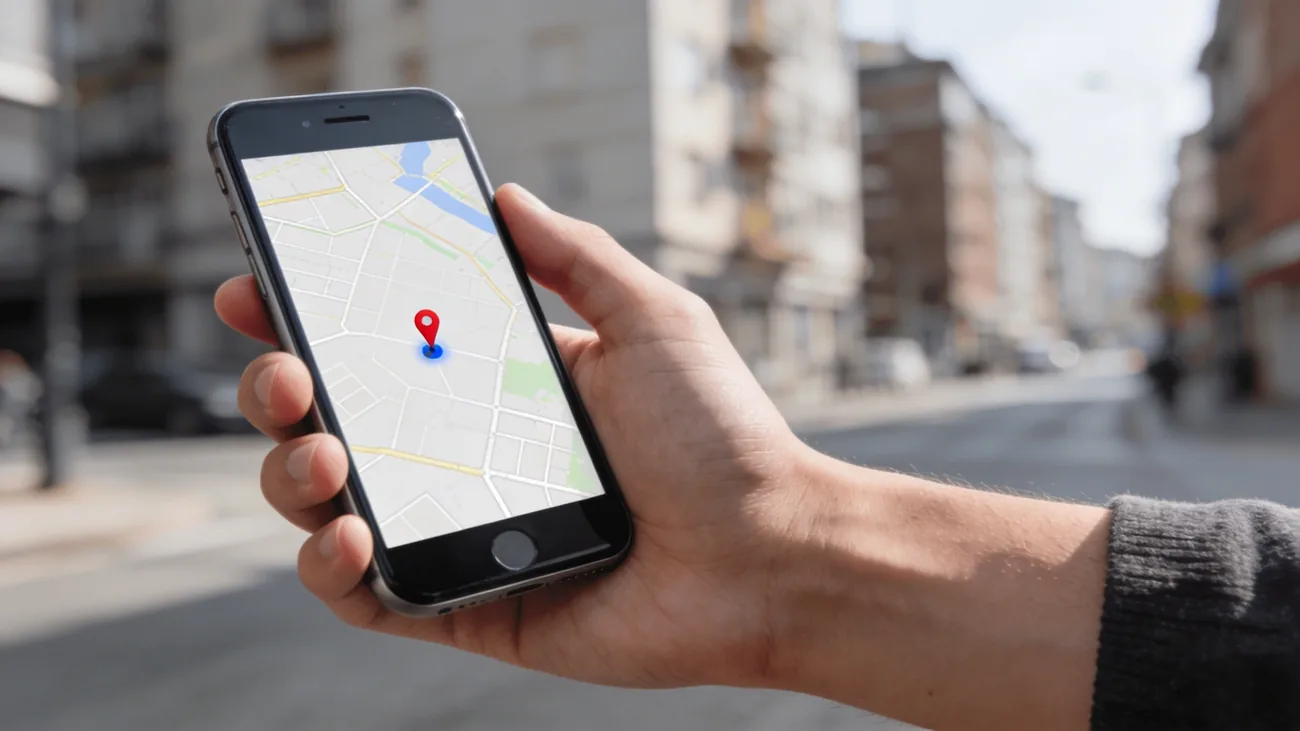 A smartphone screen showing a map application with a location pin.