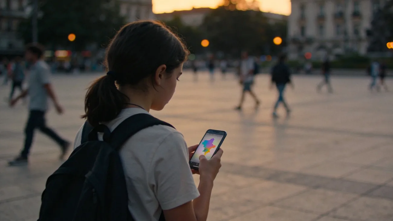 A tela de um celular mostra um aplicativo de mapas com um pin de localização.