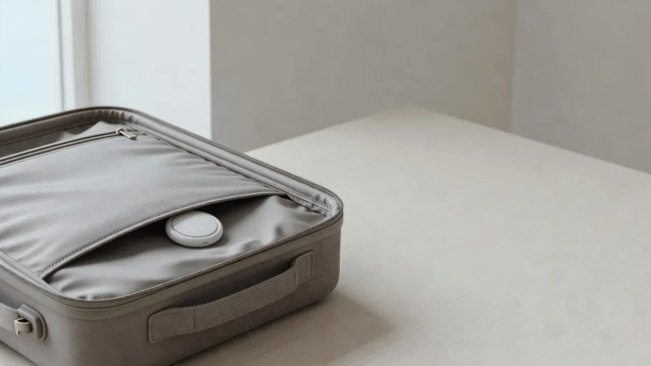 Hand holding a smartphone with a stylized abstract notification glyph on screen, slight tension